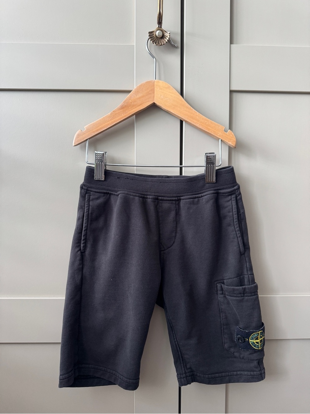Stone Island Junior Black Kids Cargo Shorts with Pocket Patch